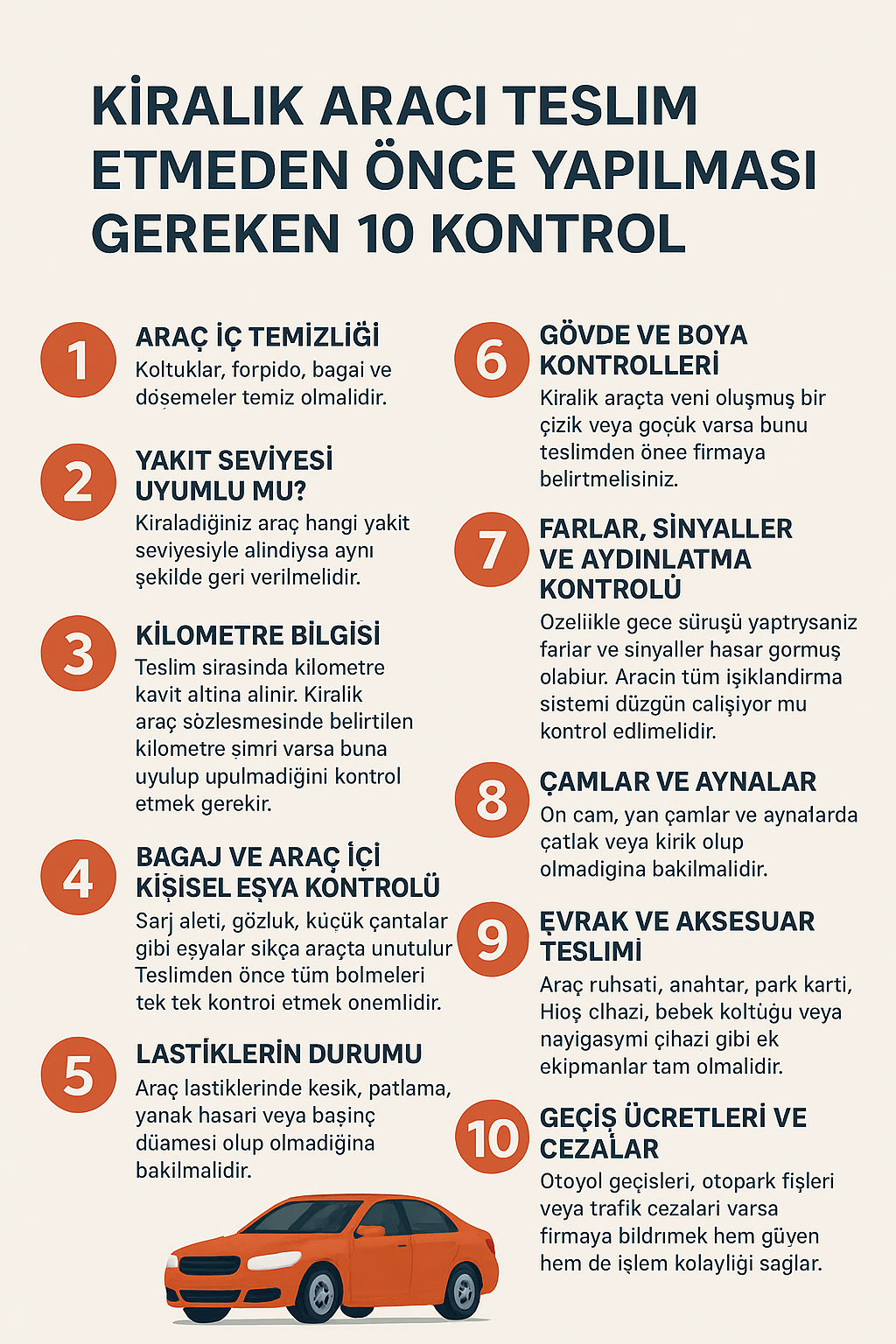 Kiralık Aracı Teslim Etmeden Önce Yapılması Gereken 10 Kontrol